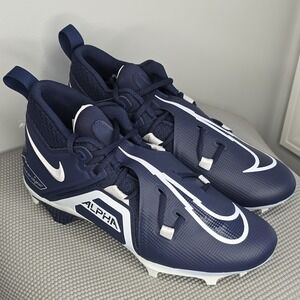 NIKE ALPHA MENACE PRO 3 MID FOOTBALL CLEATS SIZE 10.5 NAVY BLUE WHITE CT6649-400